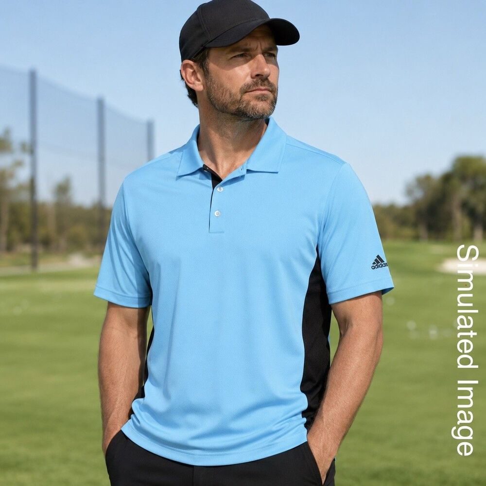 Adidas Golf Puremotion Polo Shirt Mens XL Blue Black Stretch Performance